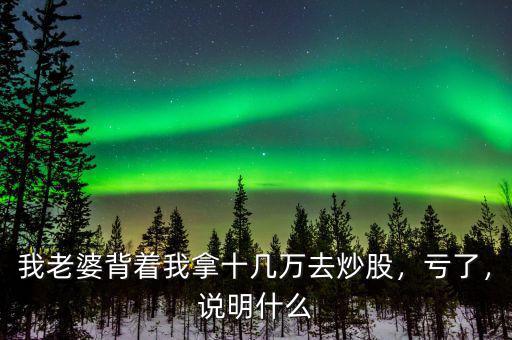 我老婆背著我拿十幾萬去炒股，虧了，說明什么