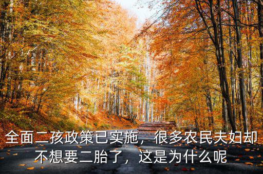 全面二孩政策已實(shí)施，很多農(nóng)民夫婦卻不想要二胎了，這是為什么呢