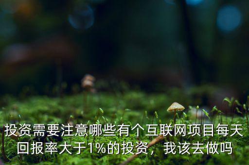 投資需要注意哪些有個互聯(lián)網(wǎng)項目每天回報率大于1%的投資，我該去做嗎