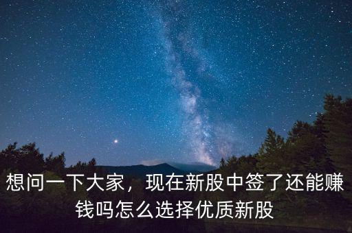 想問(wèn)一下大家，現(xiàn)在新股中簽了還能賺錢嗎怎么選擇優(yōu)質(zhì)新股