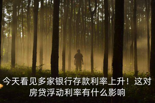 今天看見多家銀行存款利率上升！這對房貸浮動利率有什么影響