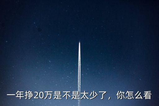 一年掙20萬是不是太少了，你怎么看