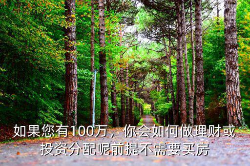 如果您有100萬，你會如何做理財或投資分配呢前提不需要買房