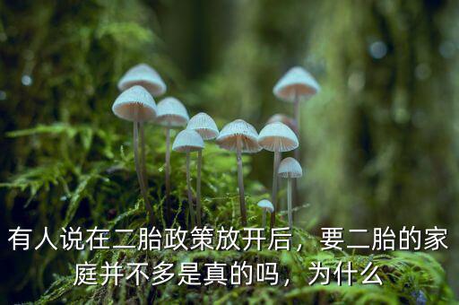 有人說在二胎政策放開后，要二胎的家庭并不多是真的嗎，為什么
