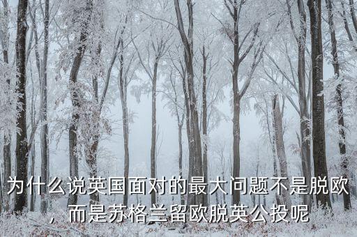 為什么說英國面對的最大問題不是脫歐，而是蘇格蘭留歐脫英公投呢