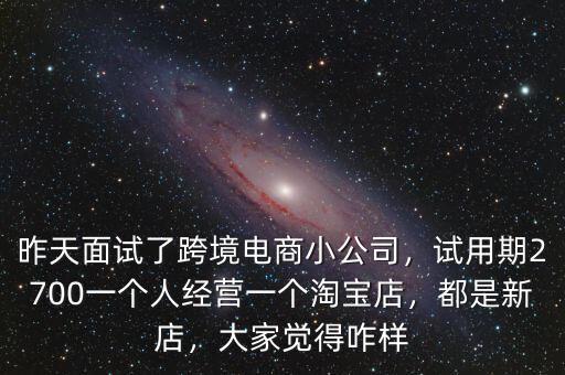昨天面試了跨境電商小公司，試用期2700一個(gè)人經(jīng)營(yíng)一個(gè)淘寶店，都是新店，大家覺(jué)得咋樣