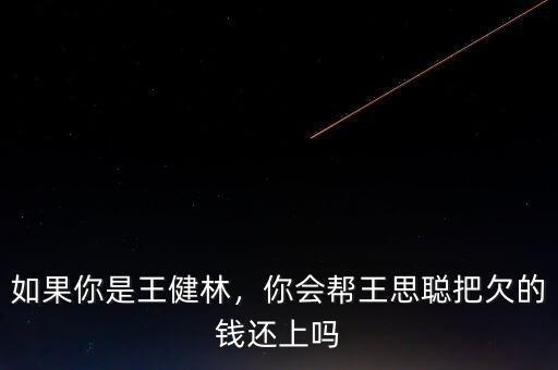 如果你是王健林，你會(huì)幫王思聰把欠的錢還上嗎