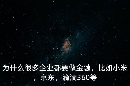 為什么很多企業(yè)都要做金融，比如小米，京東，滴滴360等