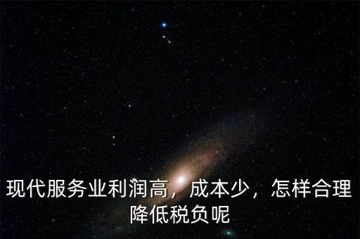現(xiàn)代服務(wù)業(yè)利潤高，成本少，怎樣合理降低稅負(fù)呢
