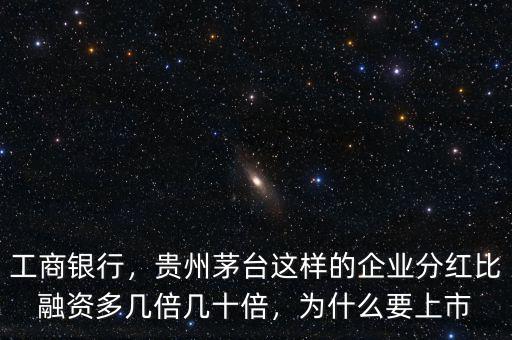 工商銀行，貴州茅臺(tái)這樣的企業(yè)分紅比融資多幾倍幾十倍，為什么要上市
