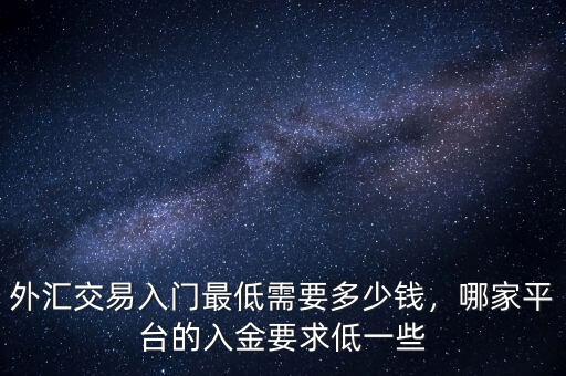 外匯交易入門最低需要多少錢，哪家平臺的入金要求低一些