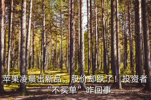 蘋果凌晨出新品，股價卻跌了！投資者“不買單”咋回事