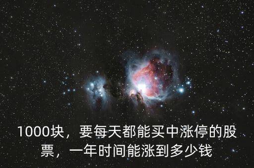 1000塊，要每天都能買中漲停的股票，一年時間能漲到多少錢