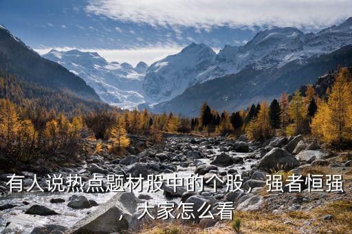 有人說熱點題材股中的個股，強(qiáng)者恒強(qiáng)，大家怎么看
