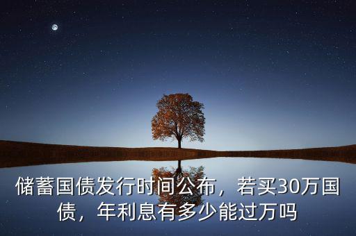 儲蓄國債發(fā)行時間公布，若買30萬國債，年利息有多少能過萬嗎