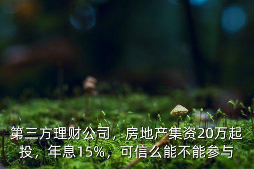 第三方理財(cái)公司，房地產(chǎn)集資20萬起投，年息15%，可信么能不能參與