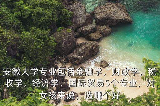 安徽大學(xué)專(zhuān)業(yè)包括金融學(xué)，財(cái)政學(xué)，稅收學(xué)，經(jīng)濟(jì)學(xué)，國(guó)際貿(mào)易5個(gè)專(zhuān)業(yè)，對(duì)女孩來(lái)說(shuō)，選哪個(gè)好
