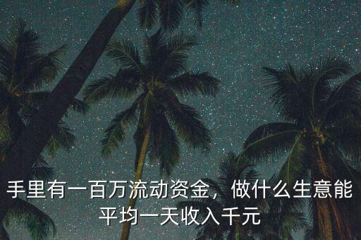 手里有一百萬流動資金，做什么生意能平均一天收入千元