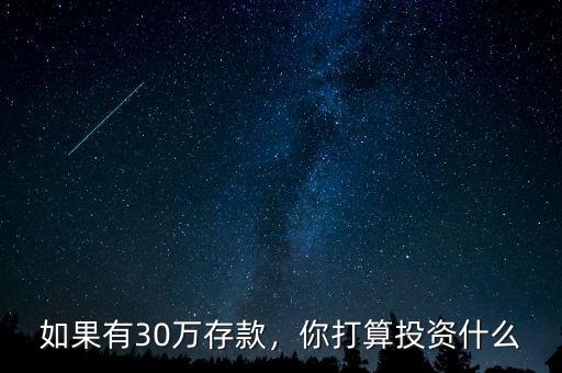 如果有30萬存款，你打算投資什么