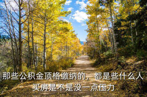 那些公積金頂格繳納的，都是些什么人買房是不是沒一點壓力