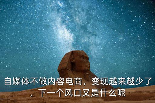 自媒體不做內(nèi)容電商，變現(xiàn)越來越少了，下一個(gè)風(fēng)口又是什么呢