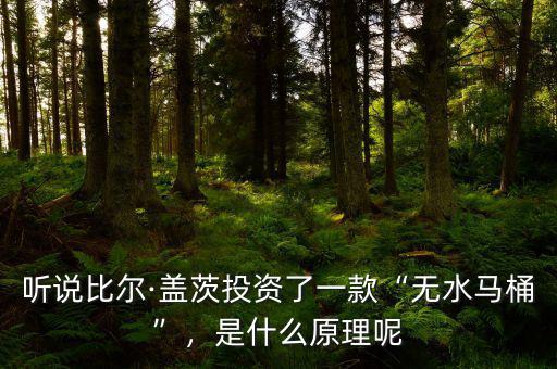 聽說比爾·蓋茨投資了一款“無水馬桶”，是什么原理呢