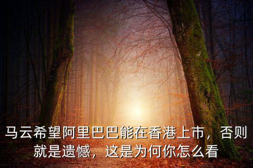 馬云希望阿里巴巴能在香港上市，否則就是遺憾，這是為何你怎么看