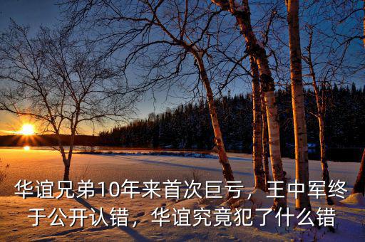 華誼兄弟10年來首次巨虧，王中軍終于公開認錯，華誼究竟犯了什么錯