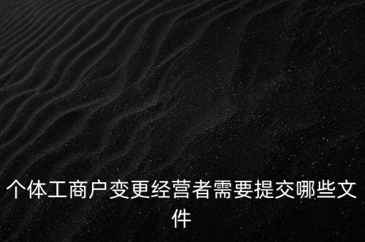 個(gè)體工商戶(hù)變更經(jīng)營(yíng)者需要提交哪些文件