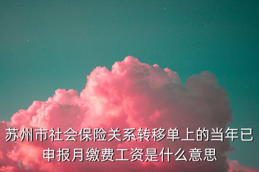 蘇州市社會保險關(guān)系轉(zhuǎn)移單上的當年已申報月繳費工資是什么意思