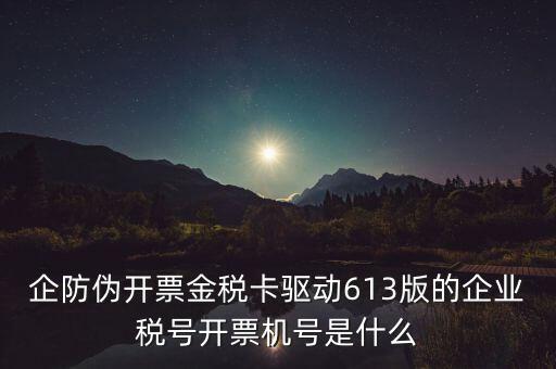 金稅盤企業(yè)稅號是什么，企防偽開票金稅卡驅動613版的企業(yè)稅號開票機號是什么
