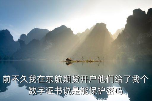 前不久我在東航期貨開戶他們給了我個數(shù)字證書說是能保護密碼