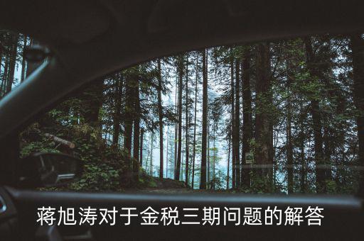 蔣旭濤對(duì)于金稅三期問(wèn)題的解答