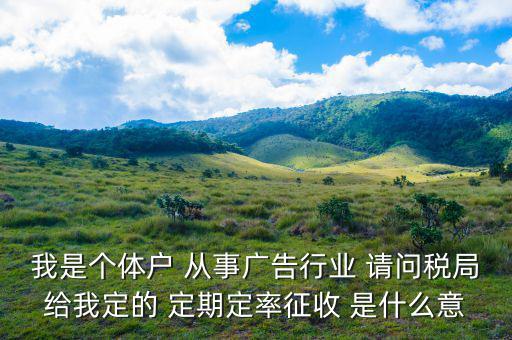 我是個(gè)體戶(hù) 從事廣告行業(yè) 請(qǐng)問(wèn)稅局給我定的 定期定率征收 是什么意