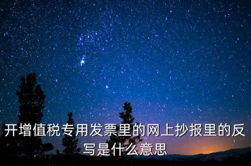 開(kāi)增值稅專(zhuān)用發(fā)票里的網(wǎng)上抄報(bào)里的反寫(xiě)是什么意思