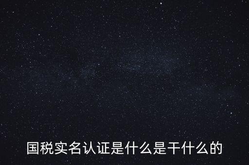 國稅實(shí)名制認(rèn)證要什么，國稅實(shí)名認(rèn)證是什么是干什么的