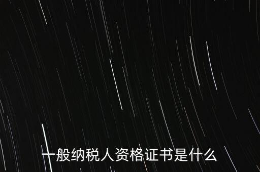 納稅資格證書是什么，一般納稅人資格證什么