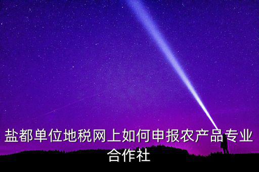 鹽都單位地稅網(wǎng)上如何申報農(nóng)產(chǎn)品專業(yè)合作社