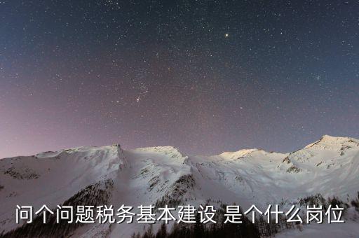 問個問題稅務基本建設 是個什么崗位