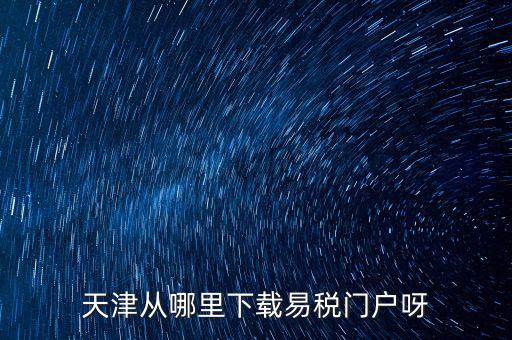 天津市地稅需下載什么地方，天津從哪里下載易稅門戶呀