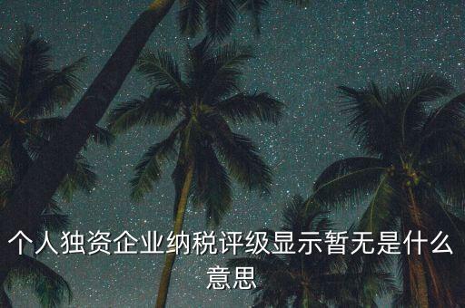 個人獨(dú)資企業(yè)納稅評級顯示暫無是什么意思