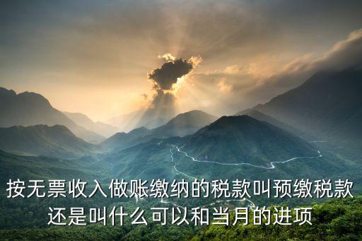 按無票收入做賬繳納的稅款叫預(yù)繳稅款還是叫什么可以和當月的進項