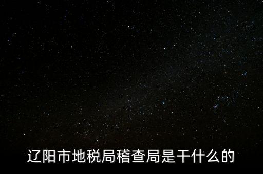 遼陽(yáng)市地稅局稽查局是干什么的
