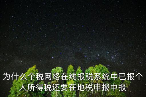為什么個(gè)稅網(wǎng)絡(luò)在線(xiàn)報(bào)稅系統(tǒng)中已報(bào)個(gè)人所得稅還要在地稅申報(bào)中報(bào)