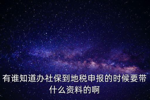 去地稅登記社保 需要什么材料，有誰知道辦社保到地稅申報的時候要帶什么資料的啊