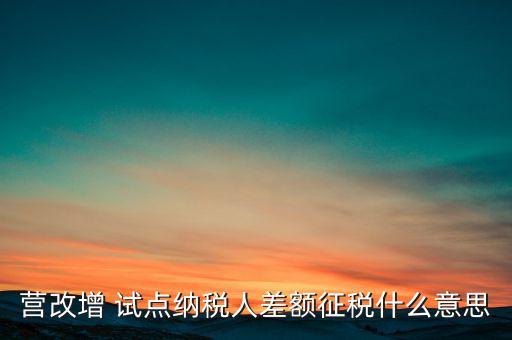 什么是營改增試點納稅人，什么是試點納稅人試點納稅人是什么意思