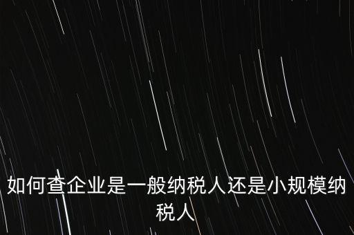 查詢公司什么納稅人，如何查企業(yè)是一般納稅人還是小規(guī)模納稅人