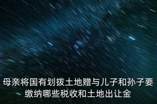 土地贈送要交什么稅，母親將國有劃撥土地贈與兒子和孫子要繳納哪些稅收和土地出讓金