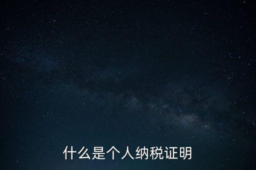 什么是征稅證明，什么是個人納稅證明
