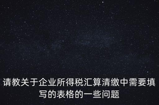 請(qǐng)教關(guān)于企業(yè)所得稅匯算清繳中需要填寫(xiě)的表格的一些問(wèn)題